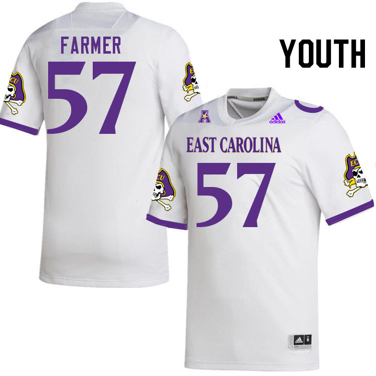 Youth #57 Ajani Farmer ECU Pirates College Football Jerseys Stitched Sale-White